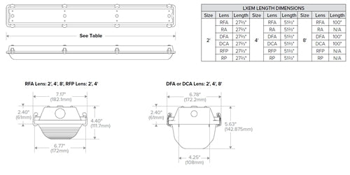 Columbia Lighting LXEM4-40LW-DFA-EU-ELL14 4' LED Enclosed and Gasketed Fiberglass Extreme Environment, 4000K, 3726-4922 Lumens, Deep Frosted Acrylic Shielding, Fixed Output, 120-277V, Emergency Battery Back Up
