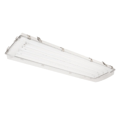 Columbia Lighting XEW4-454-CA-W-4EPU 4' Enclosed and Gasketed High Bay, Four Lamps, 54W T5HO, Clear Impact Resistant Acrylic Lens, Wide Distribution, Electronic Programmed Start Ballast, 120-277V