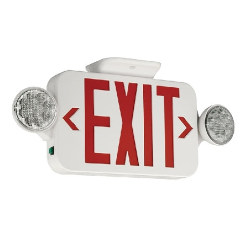 Compass CCRRC Combination Exit/Emergency Light, Universal Face, Red Letters, Self-Test/Self-Diagnostics, NiMh Battery, Remote Capacity, CEC T20, White Finish