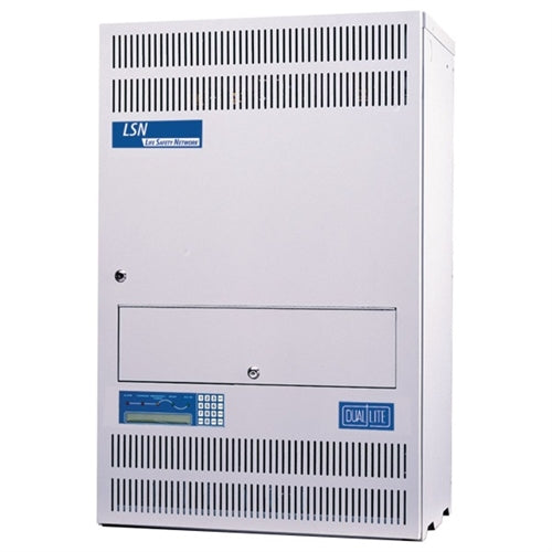 Dual Lite D208-48S120-A2002-IBS Single-Phase Central Lighting Inverter, 208VAC Input, 4.8KVA, 10-year VRLA Lead-Calcium, 120VAC Output Voltage, 120VAC, 20A Output Circuit Breaker Rating, 2 Output Circuit Breakers, Internal Maintenance Bypass Switch