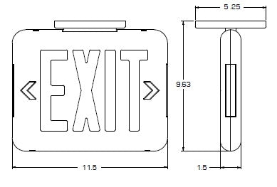 Dual-Lite EVEUGBE LED Exit Sign, Single/ Double Face, Green Letters, Black Finish, Emergency Operation, No Self-Diagnostics