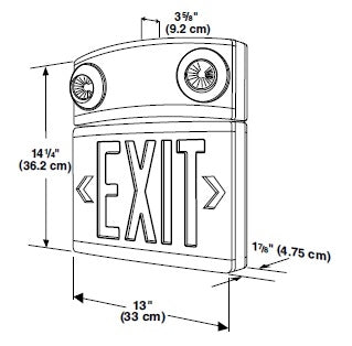 Dual-Lite LTURWD 10W Tandem Emergeny Lighting Unit and LED Exit Sign Combo, Single/ Double Face, Red Letters, White Finish, Damp Location Model, No Self-Diagnostics