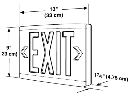 Dual-Lite LXURBE Low Profile Designer LED Exit Sign, Single/ Double Face, 120/277V, Red Letters, Black Finish, Emergency Operation, No Self-Diagnostics