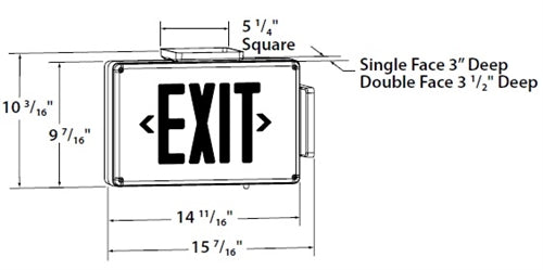Dual-Lite SEWLDRWE-4X Harsh Environment Exit Sign, 120/277V, Double Face, Red Letters, White Finish, Emergency Operation, NEMA 4X, IP66 Rating