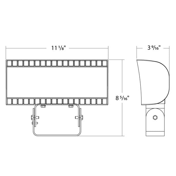 RAB FXLEDXST/480/7PR 80/60/40W Field-Adjustable LED Floodlight, 3000/4000/5000K, 5927-12083 Lumens, 480V, 7-Pin Receptacle