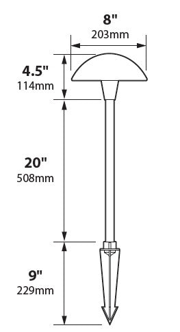 Focus Industries AL12L12WTX 12V 3W Omni LED 8" Cast Aluminum Mushroom Hat, White Texture Finish