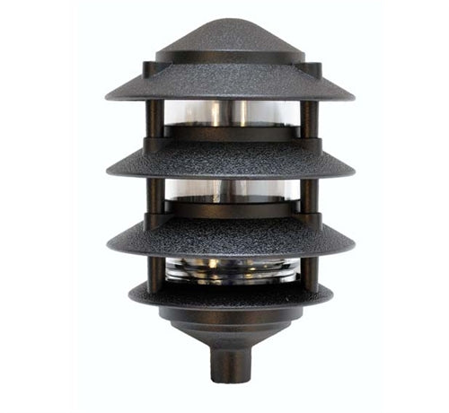 Focus Industries FAL-04-73-TRC 120V 7W CFL 4 Tier 6" Pagoda Hat, 3" Post Mount Base Area Light, Terra Cotta Finish