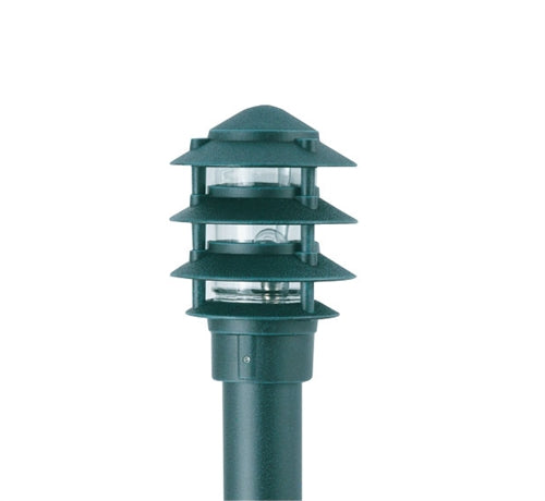 Focus Industries IAL-04-NL3-BLT E26 Standard Base 4 Tier 6" Pagoda Hat, 3" Post Mount Base Area Light, Black Texture Finish