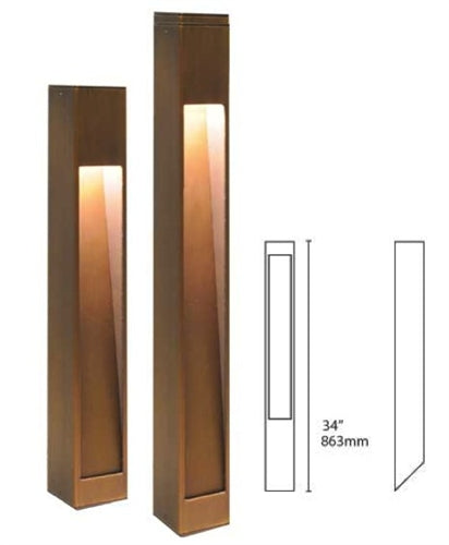 Focus Industries PL-23-34-STU 12V 18W S8 Incandescent Angle Cut Square Bollard, Stucco Finish