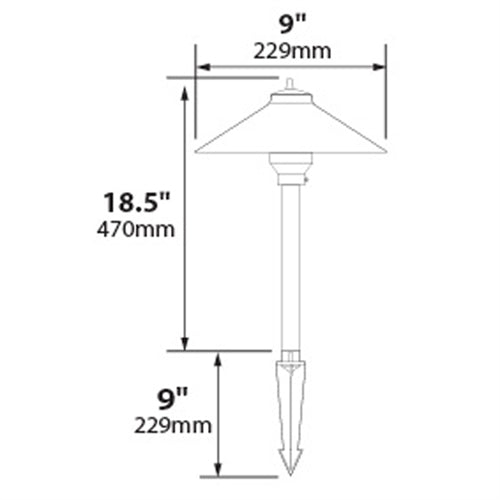 Focus Industries RXA-03-F-HTX 12V 20W T3 Halogen 9" China Hat Finial with Adjustable Hub Area Light, Hunter Texture Finish