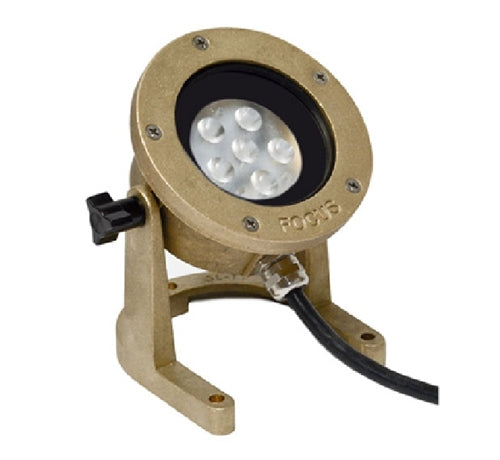 Focus SL-11-AB-LEDM1140-BRS Cast Brass Underwater Light with 11W LED Module, 40 Degree Beam Spread with Aiming Bracket