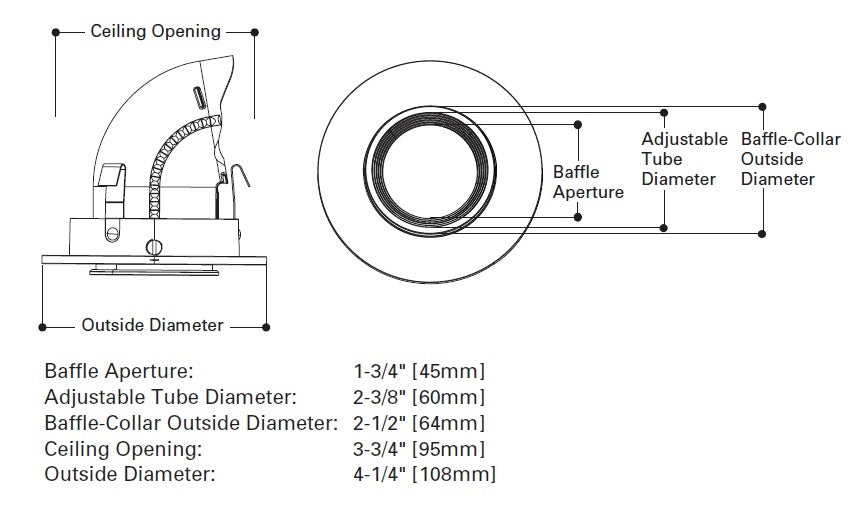 Halo Recessed 3010TBZ 3" Super-Adjustable Trim, 0-75 Degree Adjustment,