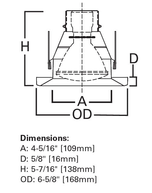 Halo Recessed 5145WH 5" Open Wet Location Self-Flanged, White Shallow Reflector and Trim