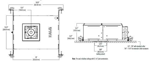Halo Recessed HL36SA15NFLD2WED010ICAT 3" Square LED Housing, 15W, Narrow Flood Distribution, Dim-to-Warm Technology, 120V Phase Cut 1% Dimming, 120-277V 0-10V 1% Dimming
