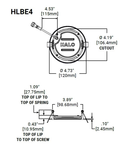 Halo Recessed HLBE4069301EMWR-12PK 4" Ultra-Slim LED Suface Light, 600 Lumens, 90 CRI, 3000K, 120V 60Hz, LE & TE Phase Cut 10% Dimming, Matte White Flange, 12 Bulk Pack