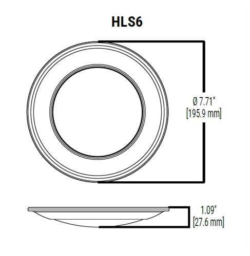 Halo Recessed HLS6099FS1E-6BP 6" LED Disk Light, 1200 lumens, 90 CRI, 5CCT (2700K, 3000K, 3500K, 4000K, 5000K), Phase Cut Dimming 10%, Matte White, 6-Pack
