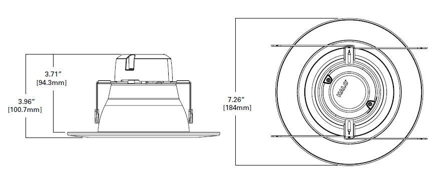 Halo Recessed LA56069501EWH 5" or 6" LED Adjustable Downlight, 600 Lumens, 90 CRI, 5000K, 120V, Phase Cut 10% Dimming, Matte White Baffle