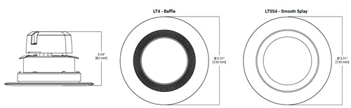 Halo Recessed LT4069FS351EWHR 4" All-Purpose LED Retrofit Module, Baffle Trim, 600 Lumens, 90 CRI, 3000K, 4000K, 5000K Selectable CCT, 120V, Phase Cut 10% Dimming, Matte White Flange