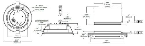 Halo Recessed LTC406FS5B 4" Recessed Canless LED Downlights, 650 Lumens, 90 CRI, 2700K/3000K/3500K/4000K/5000K CCT Selectable, 120V 60Hz, LE & TE Phase Cut 10% Dimming, Matte White
