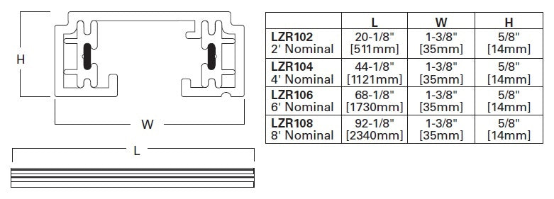 Halo Track Lighting LZR108P 8' Miniature Single Circuit Track, White