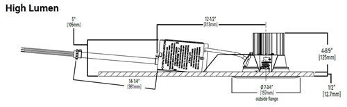 Halo Recessed Commercial PR6RFS24D010 6" Retrofit Kit Frame Arm, Field Selectable 2000/3000/4000 Lumens, 120-277V, 0-10V 1%-100% Dimming