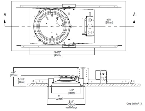Halo Recessed Commercial PR820D010 8" New Construction or Remodel Shallow Lens LED Housing, 2000 Lumens, 120-277V 50/60Hz, 0-10V, 100% to 1% dimming