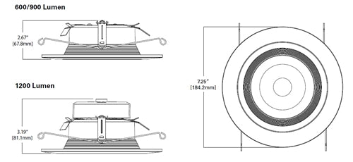 Halo Recessed RL56129S1EWH 5" or 6" Dimmable All-Purpose LED Retrofit Module with SeleCCTable switch, 1200 Lumens, 90 CRI, 120V Phase Cut 5% Dimming, Matte White Baffle