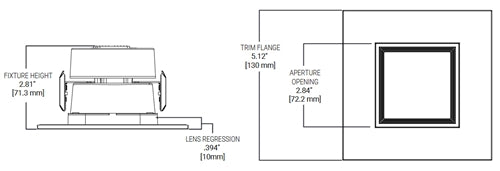 Halo Recessed RSQ4LS9FSD2W1EWH 4" Square All-Purpose LED Retrofit Module, 600/900 Lumens, 90 CRI, Field Selectable 2700K-5000K, 120V, Matte White Flange and Baffle