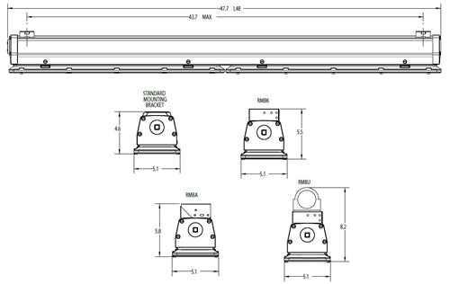 Holophane EMXH L48 10000LM FGCL MD MVOLT GZ10 40K 90CRI 48" Petrolux Hazardous Location LED Low Bay Light, 10000 Lumens, Flat Clear Glass, .125" Thick, Medium Distribution, 120-277V, 0-10V Dimming, 5000K, 80 CRI