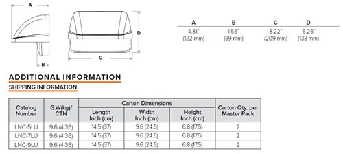 Hubbell LNC-7L-U-5K-3-1-PCU Compact LED Wallpack, 7 LEDs, Type 120-277V, 5000K, 70 CRI, Type III Distribution, Photocell