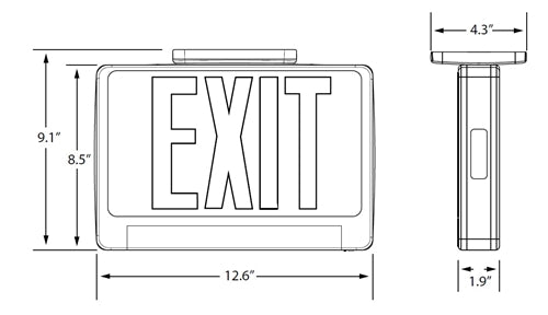 Isolite RLP-G-U-BK-MTEB-SD Damp Location Thermoplastic Pipe Exit and Emergency Combo, Green Illumination, Universal Face, Black Frame, Top/End/Back/Mount, Self-Diagnostics
