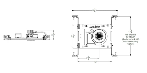 Juno Aculux AX2 A G2 15LM 27K 90CRI 24D FPC 120 Recessed Lighting 2 inch IC LED New Construction Adjustable Housing, 1500 Lumens, 2700K, 90 CRI, 24 Degree Flood, Phase Cut Dim, 5% Dim, 120V