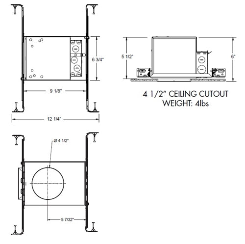 Juno IC1LEDFW 14LM 40K 90CRI WFL MVOLT ZT10 Recessed Lighting 4" IC LED Fire-Rated New Construction LED Housing, 1400 Lumens, 4000K, 90 CRI, 65 Degree Distribution, 120-277V, 0-10V, 10% Dim