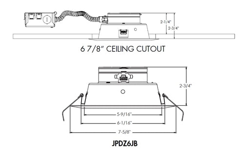 Juno JPDZ6JB RDB1 WWH M6 Recessed Lighting 6" Podz Canless IC LED Trim and Remodel Downlight, 700 Lumens/1000 Lumens/1200 Lumens, 2700K/3000K/3500K/4000K/5000K/WarmDim Color Temperature, 90 CRI, 120V, Forward & Reverse Phase Cut Dimming,
