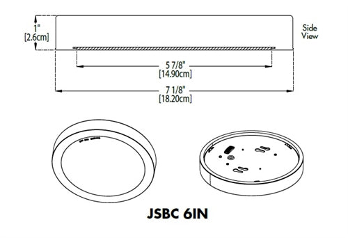 Juno JSBC 6IN SWW2 90CRI WL MW M6 12.6W LED Surface Mount Downlight, 1000 Lumens, Switchable CCT 3000K/4000K/5000K, 90 CRI, 120V, Matte White