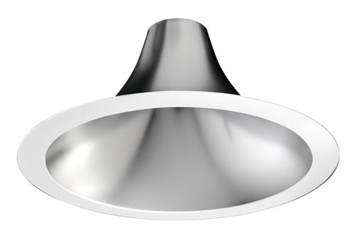 Juno Recessed Lighting L600HW-CQ-WH (L6 HW CSS PF) 6" LED Hyperbolic Trim, Open Reflector, Wide Distribution, Clear Semi-Specular Low Iridescent Alzak Finish, White Flange