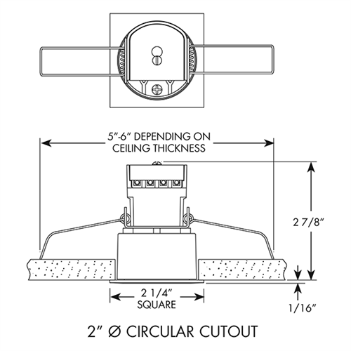Juno Recessed Lighting MDSLWG2-930-NFL-SN Wet Location 2-1/4" Mini LED Square Downlight, 3000K, 90 CRI, Narrow Flood Beam Spread, Satin Nickel Finish