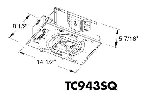 Juno Aculux TC943SQ ELV 120 Recessed Lighting 3 inch Low Voltage New Construction Standard Square Adjustable Housing with 120V Electronic Transformer
