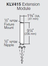 Kim Lighting KLV415GR Extension Module, 1-5/8" Diameter, Extruded Aluminum with Die-Cast Ends, Gray Finish