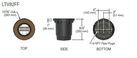 Kim Lighting LTV82FFNF18L4KUVPL Landscape In-Grade Light vault 8 Flat Frame, 10-3/8" Diameter, Narrow Flood Distribution, 18 LEDs, 4000K, 120-277V, Prismatic Lens