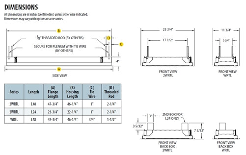 Lithonia 2WRTL F L24 7000LM OAW AFL MVOLT GZ1 40K 80CRI DWHXD 2' Wide LED Wet Location Troffer, Flange Trim, 24" Length, 7000 Lumens, Overlap White Door Frame, Acrylic Frosted Diff, 120-277V, 0-10V Dimming, 4000K, 80 CRI, Super Durable White Finish