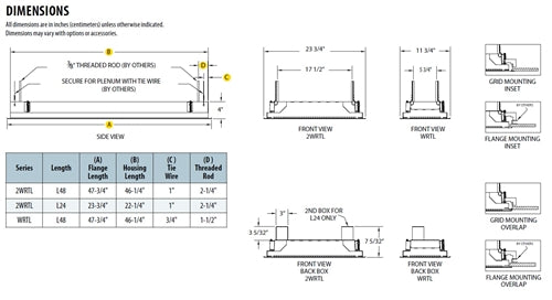 Lithonia 2WRTL G L48 5000LM IAW AFL MD MVOLT EZ1 35K 80CRI WH 2' Wide LED Wet Location Troffer, Grid Trim, 48" Length, 5000 Lumens, Inset Aluminum, Medium Dist, 120-277V, eldoLED 0-10V, 3500K, 80 CRI, White