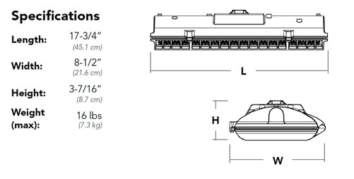 Lithonia DSXPG LED 30C 700 35K T5M MVOLT SRM DDBXD Outdoor LED Canopy, 30 LEDs, 700mA, 3500K, Type V Medium Distribution, 120-277V, Surface Mount, Dark Bronze