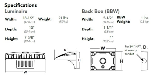 Lithonia DSXW2 LED P6 40K 70CRI T4M MVOLT SRM DNAXD 109W LED D-Series Size 2 Wall Luminaire, 1000mA, 4000K Color Temperature, Type IV Medium Distribution, 120-277V, Surface Mounting Bracket, Natural aluminum Finish