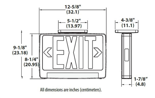 Lithonia ECBR LED M6 LED Exit Sign White Thermoplastic Single Face Red Letters Battery Backup