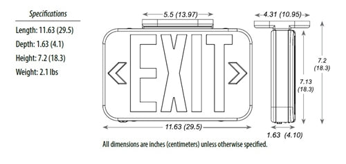 Lithonia EXG LED B EL SD M6 Emergency Exit LED Sign, Black Thermoplastic Housing, Nicad Battery Back-Up, Self-Diagnostics
