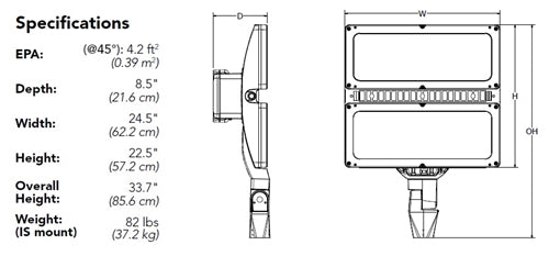 Lithonia HLF2 LED P2 30K MNFL MVOLT IS PER DDBXD 405W High Lumen LED Floodlight, P2 Performance Package, Medium Narrow Flood Distribution, 120-277V, Integral Slipfitter, Dark Bronze