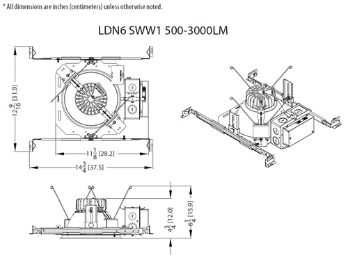 Lithonia LDN6 35/05 MVOLT GZ10 E10WCP HSG 6 inch Downlight LED 12 Watts 3500K 500 Lumens Includes LED and Housing with Emergency Battery back up