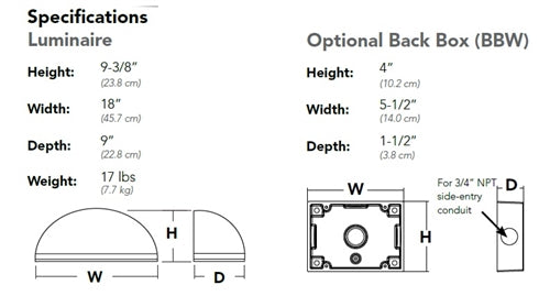 Lithonia WSQ LED P1 50K SR3 MVOLT DDBXD 20W Architectural Wall Sconce, P1 Performance Package, 5000K, Type III Distribution, 120-277V, Dark Bronze