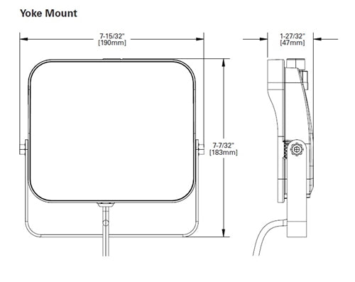 Lumark LSF25-YK-PC 25-35-45-65W LED Floodlight, Selectable CCT 3000K-4000K-5000K , 70 CRI, 120-347V, 50-60 Hz, Yoke Mount, Dusk-to-Dawn via Button-Type Photocontrol